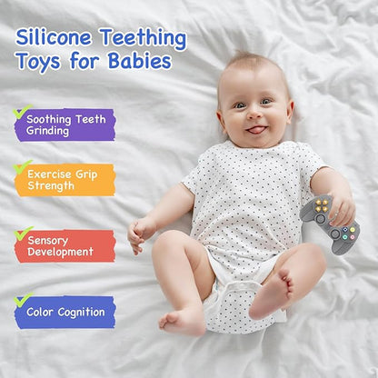 Hooku Silicone Teething Toys for Babies 0-6 Months, Teethers for Babies 6-12 Months