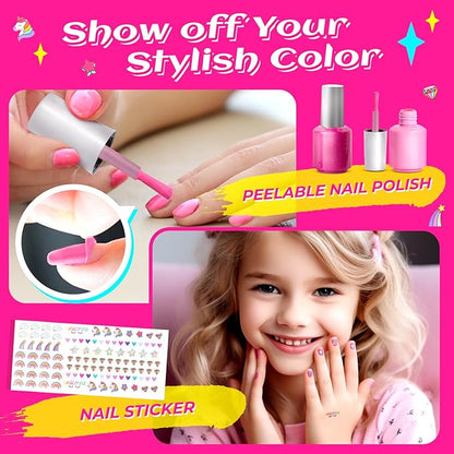 ULOVEME Kids Real Makeup Kit for Little Girls - Real, Non Toxic, Washable Make Up Toy - Umicorn Toys Gift for 3 4 5 6 7 8 9 10 12 Years Old Girls Birthday (Rainbow Umicorn)