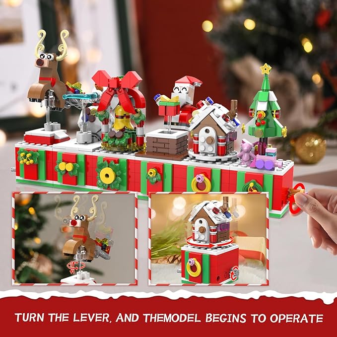 Christmas Building Blocks Sets Rotating Christmas Bells Building Sets for Kids 2024 Christmas Kits Small Xmas Building Brick Toys Gifts for Adults Teens Kids Girls Boys Ages 6+(134PCS Small Size)