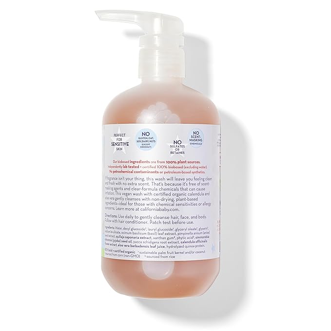California Kids Super Sensitive Unscented Shampoo and Bodywash | 100% Plant-Based 562 mL 19 oz.