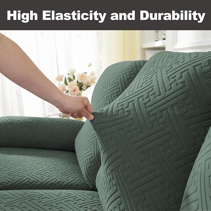 NORTHERN BROTHERS Recliner Chair Covers, Loveseat Chair Covers, Covers for Reclining Chairs, Recliner Couch Cover 2 Seat, Light Green