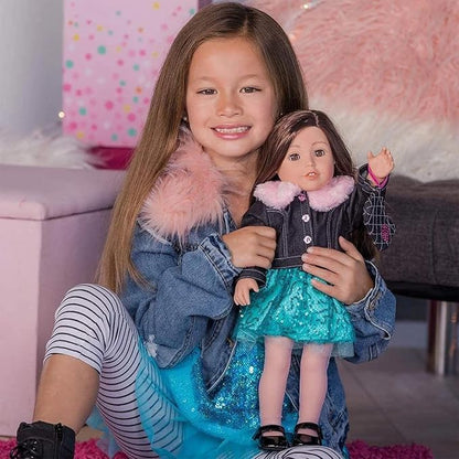 Adora Amazon Exclusive Amazing Girls Collection, 18” Realistic Doll with Changeable Outfit and Movable Soft Body, Birthday Gift for Kids and Toddlers Ages 6+ - Emma Sparkles