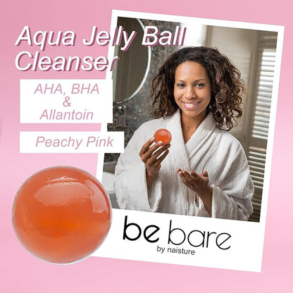 Be Bare Aqua Jelly Ball Cleanser, Daily Face Wash Korean Skin Care Cleanser Ball for Dry Skin with Allantoin for Skin Protectant (1.41oz)