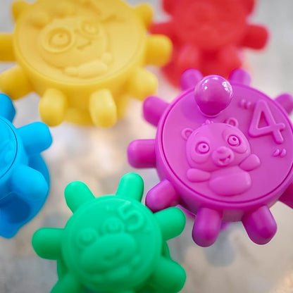 Baby Einstein Gears of Discovery Suction Cup Sensory Toys for Bath, Floor Play 5pcs Multi-Color, 6 Months+