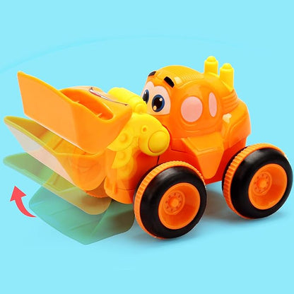 Toys for a 2 Year Old Boy - 3 Friction Powered Trucks for 2+ Year Old Boys, Push & Go Cars Cartoon Construction Vehicle Set
