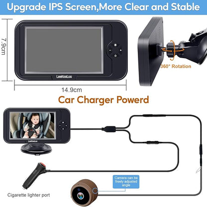 Baby Car Camera for Backseat 1080P - HD Crystal Night Vision, Easy to Install, 360° Rotation, Protect Baby's Eye, Perfect for Brown Car Interiors, Rear Facing Backseat Camera for Newborn, Infant, Kids