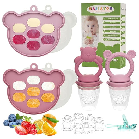 Baby Breastmilk Popsicle Molds & Baby Fruit Feeder (6 Pack), WAJIAYON Baby Food Freezer Tray Storage Containers