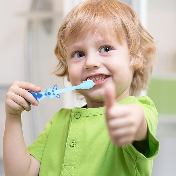 36 Pieces Toddler Toothbrush Bulk Kids Toothbrush Pack Manual Baby Toothbrushes with Covers Suction Cup Toothbrush Lovely Soft Bristle Animal Toothbrush for Kids Sensitive Teeth