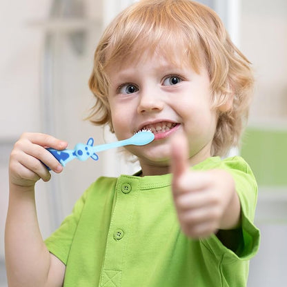 36 Pieces Toddler Toothbrush Bulk Kids Toothbrush Pack Manual Baby Toothbrushes with Covers Suction Cup Toothbrush Lovely Soft Bristle Animal Toothbrush for Kids Sensitive Teeth