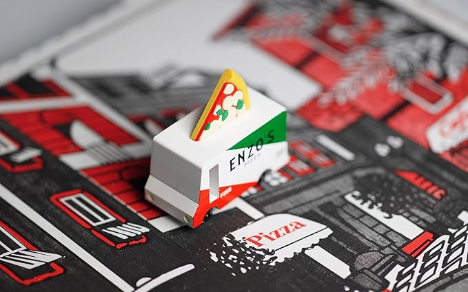 Candylab Toys CANDYCAR® Wooden Food Truck Collection - Pizza Van,