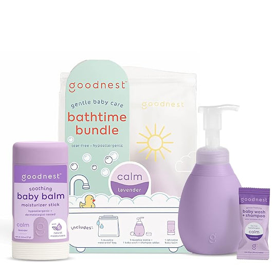 Goodnest© Newborn & Baby Bathtime Bundle, 3-in-1 Baby Shampoo + +12oz Pump