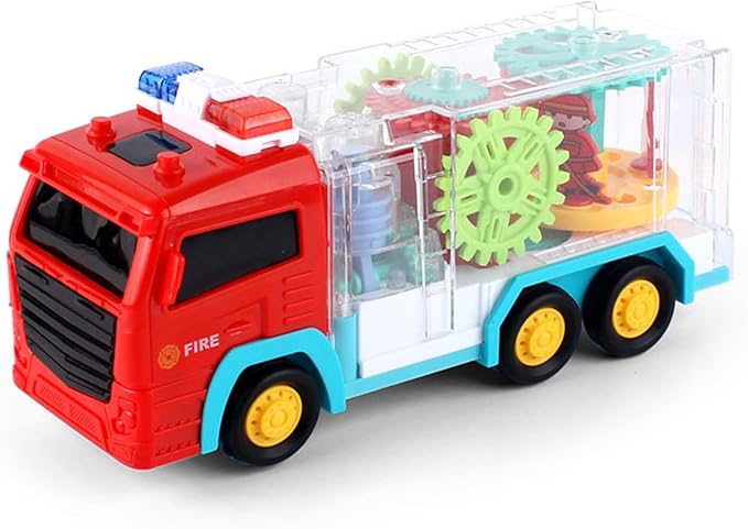 DISSONA Electric Transparent Gear Train Toy with Flashing Lights and Music, 360 Rotation 3 4 5