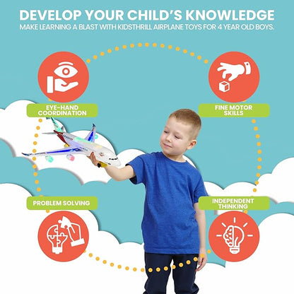 KIDSTHRILL Kids Airplane Toy, Bump & Go Technology 3 4 5 6 7 8 9 10 11 12