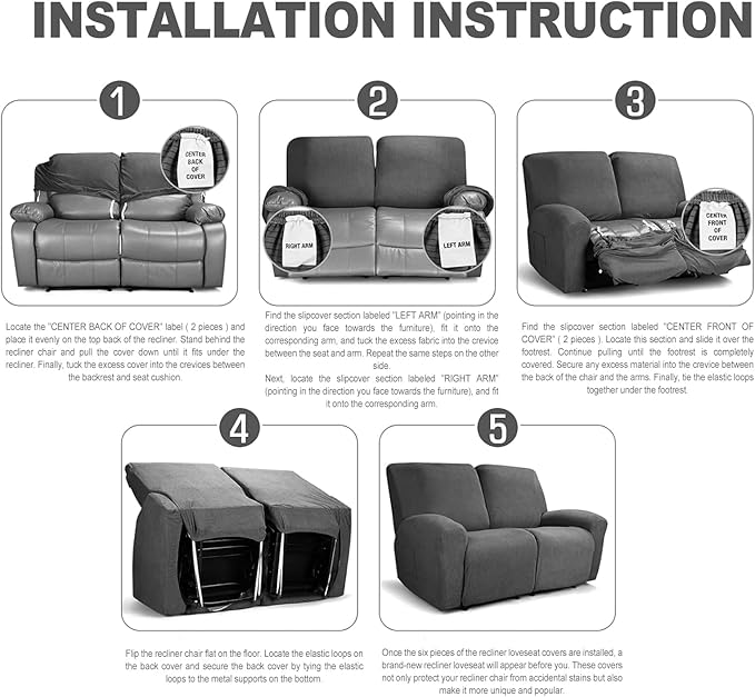 NORTHERN BROTHERS Stretchy Recliner Chair Covers, Velvet Recliner Covers, Lazy Boy Chair Cover (Dark Blue, loveseat)