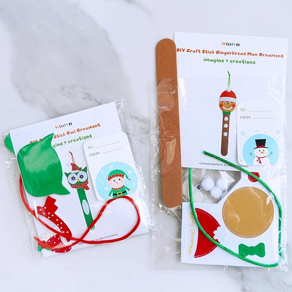 Winlyn 24 Sets Christmas Craft Kits Popsicle Stick Christmas Ornaments Winter Crafts DIY Craft Stick Santa Snowman Elf Reindeer Ornaments Art Sets for Kids Holiday Classroom Activities Party Favors