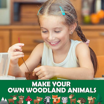 CiyvoLyeen Woodland Animals Craft Kit Kids DIY Crafting and Sewing Set Woodland Animals Felt Plushie for Girls and Boys Educational Beginners Sewing Set Sewing Kits for Kids Age 8 9 10 11 12