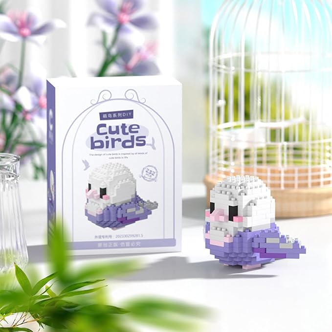 Birds Building Blocks for Adults Mini Building Blocks Birds Building Bricks Toy Micro Block Building Set Gift for Kids and Adults-232 PCS(Purple Cockatiel)