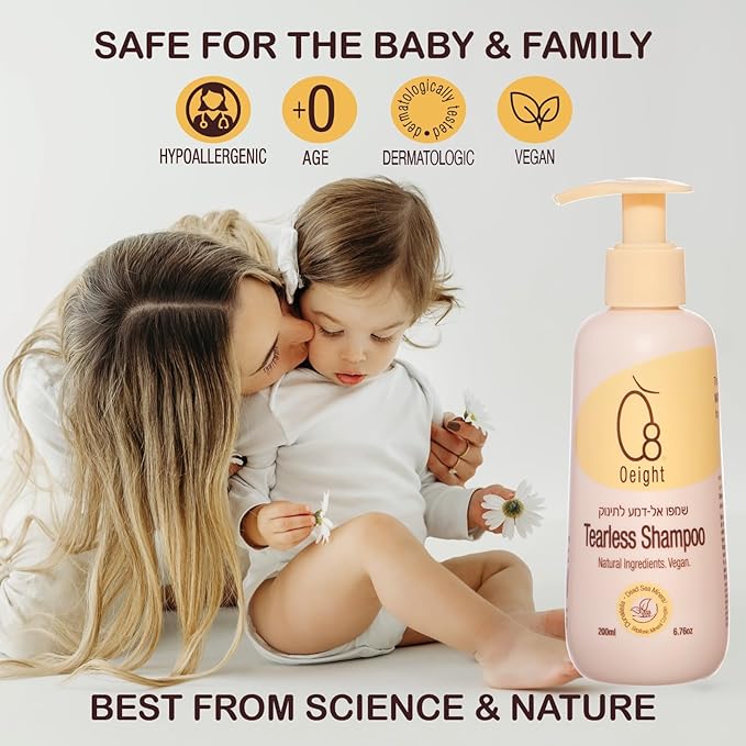O8 Baby Tearless Shampoo, Natural Baby Shampoo 220ml B5, for