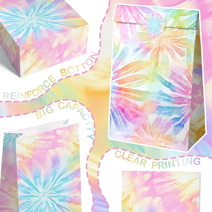 Tie Dye Party Favor Bags Tie Dye Goodie Bags Tie Dye Party Favors for Kids Tie Dye Birthday Party Supplies