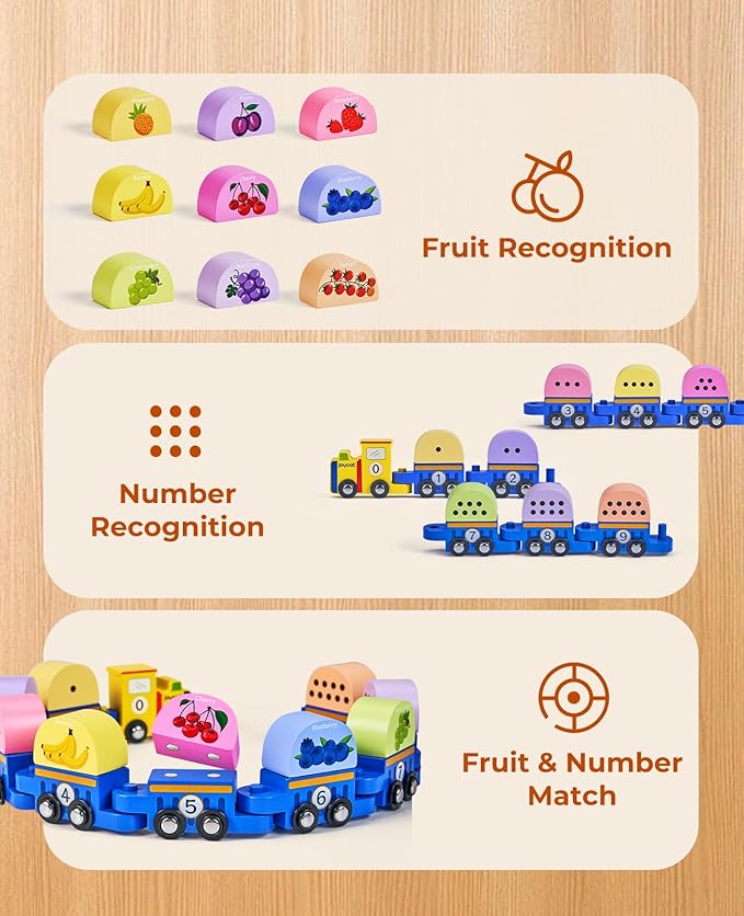 Number Train Set for 3 4 5 6 Years Olds, Learning Toy for Toddlers 10 Pcs