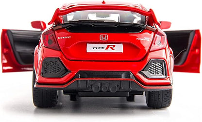 Compatible for 1:32 Diecasting Alloy Honda Civic Type-R Car Model Toy Car，Pull Back Alloy Car with Lights and Sound, Open Door Cars for Kids Ages 3-5