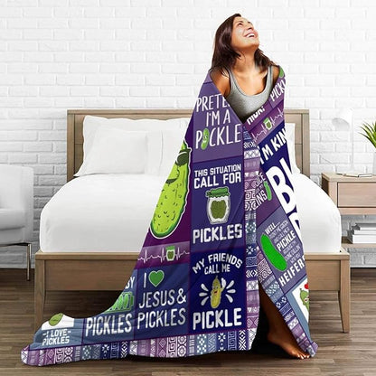 Pickle Blanket for Boys Girls, Cute Pickle Themed Design Printed Throw Blankets for Kids Lap, Chair, Warm Soft Cozy Blanket, 30"x 40"