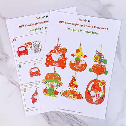 Winlyn 24 Sets Thanksgiving Gnome Decorations Art Sets Fall Crafts Thanksgiving Kids Crafts Thanksgiving Craft Kits Autumn Gnome Pumpkin Foam Stickers Arts and Crafts for Kids Adults Favors Activities
