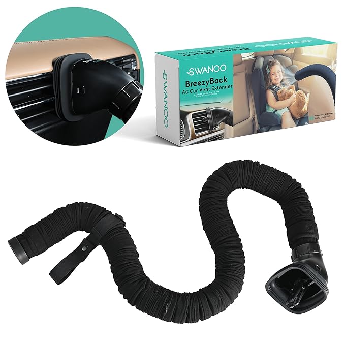 Swanoo Car AC Vent Extender | Air Vent Hose for Backseat | Directs Cool or Hot Air to Kids & Pets | Universal Fit | Extends Up to 10 FT | AC Tube for Baby Car | Back Seat Air Conditioning | BreezyBack