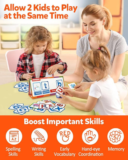 Coogam CVC Word Builder, Magnetic Sight Word Games with Flashcards, Matching Letter Reading and Spelling Game, Montessori Alphabet Educational Toy Gift for Preschool 3 4 5 Year Old Kids Toddlers
