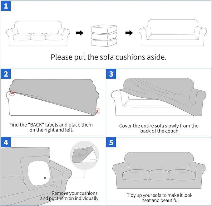 MAXIJIN 3 Piece Jacquard Couch Covers for 2 Cushion Couch Stretch Non Slip Love Seat Couch Cover for Dogs Pet Friendly Elastic Furniture Protector Loveseat Slipcovers (Loveseat, Light Beige)