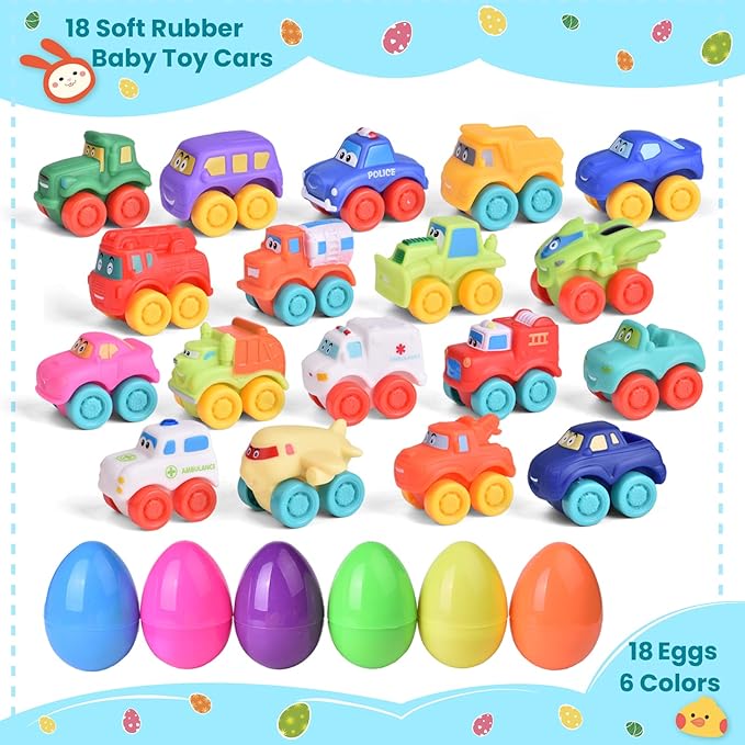 FUN LITTLE TOYS Cars Easter Eggs Vehicles for Party Favors,