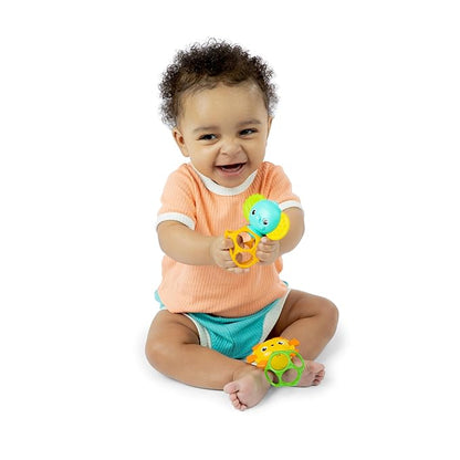Bright Starts Soother Pals Easy-Grasp Teether Toys, 2-Pack Lion and Elephant Characters