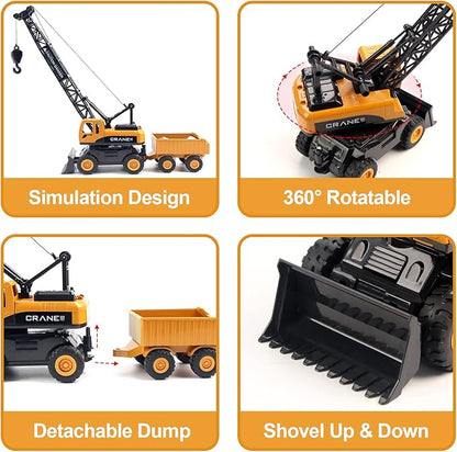 Jenilily Crane Toy Construction Vehicles Model Car, Toy Truck Gifts 3 4 5 Years