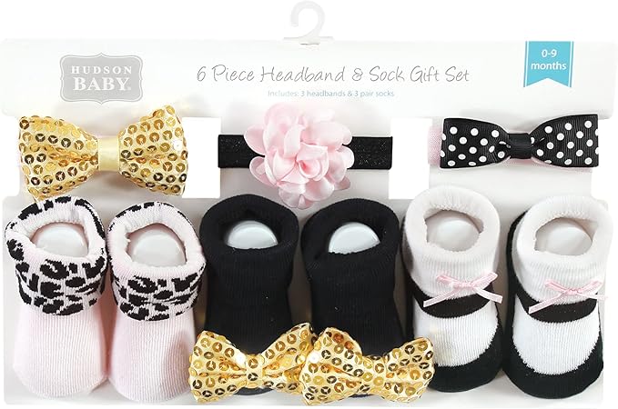 Hudson Baby Girl's Headband and Socks Giftset