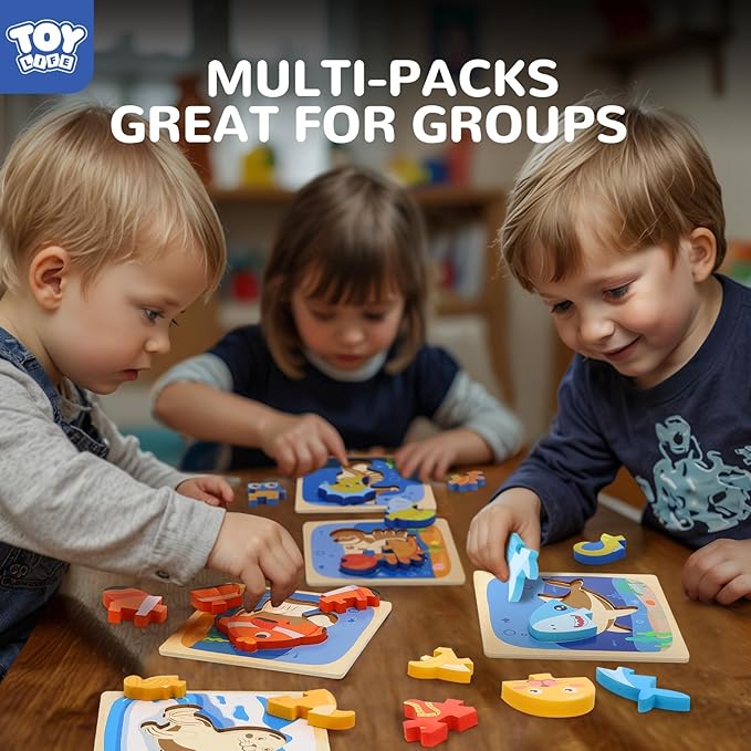 TOY Life Wooden Puzzles for Toddlers 2-4, Sea Animals Toddler Puzzles, Puzzles for Toddlers 1-3, Wood Puzzles Educational Montessori Toys Gifts for 1 2 3 Year Old, Baby Puzzles Kids Learning Toy