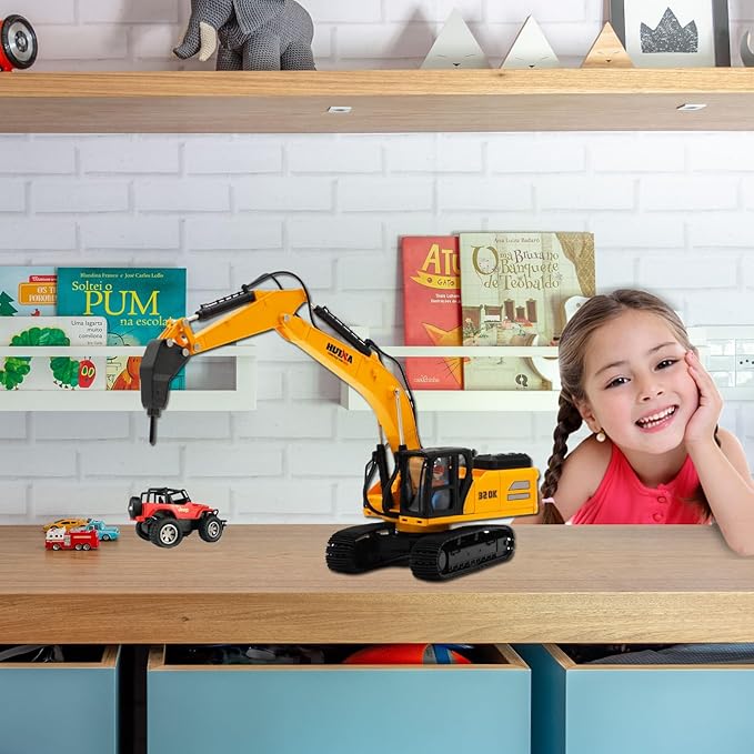 Gemini&Genius Drill Excavator Toy, Demolition Machine Car 1/35 Scale