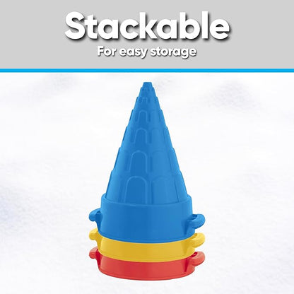 Superio Snow Brick Maker Igloo Fort Form Cone Shaper Outdoor Winter Snow Toys Sand Castle Building Kit for Adults and Kids Sandbox, Beach, Sand Toys (Red, 2)