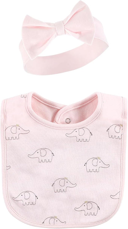 Hudson Baby Unisex BabyCotton Bib and Headband or Caps Set