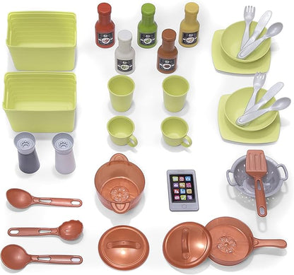 Step2 Modern Metro Kids Kitchen Playset, Indoor/Outdoor Kitchenette, Interactive Play with Lights and Sounds, Made of Durable Plastic, Includes 33 Piece Toy Accessories, For Toddlers 2+ Years Old