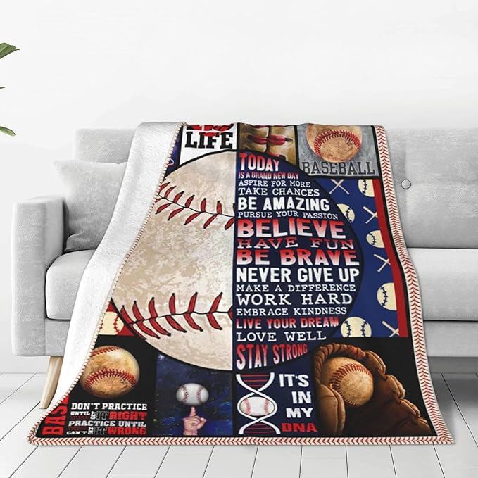 Baseball Blanket Baseball Throws Blanket Sports Lover Gifts Throw Blankets Baseball Decor Soft Cozy Fleece Plush Warm Flannel Bedding Blanket for Men Boys Kids Adults Couch Bed 40"X50"