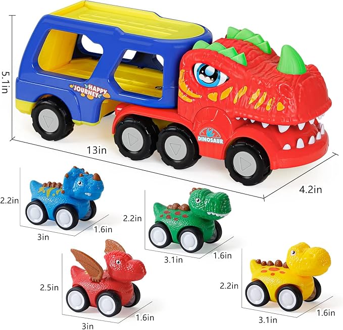SEPHIX Dinosaur Trucks Toys for Kids Age 2-4 - Toddler Car Toys for 2 3 4 Year Old Boy Birthday Gifts 3-5