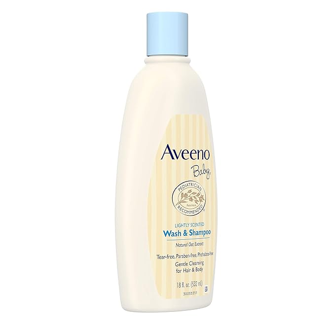 Aveeno Baby Daily Moisture Gentle Body Wash & Shampoo with Oat Extract, 2-in-1 Baby Bath Wash & Hair Shampoo 18 fl.