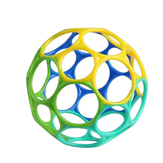 Bright Starts Oball Easy Grasp Classic Ball Infant Toy in Blue/Green, Age Newborn and up 4 Inches