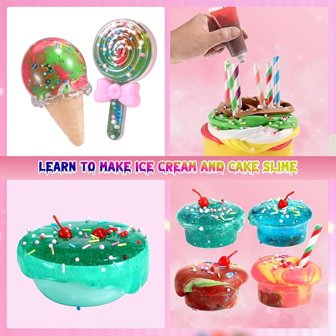 wtelnbton Mini Cake Slime Kit, DIY Slime Making Set with Containers,Cake Making Butter Slime, Super Soft Sludge Toy, Stress Relief Toys, Party Favors for Kids, for Girls Boys