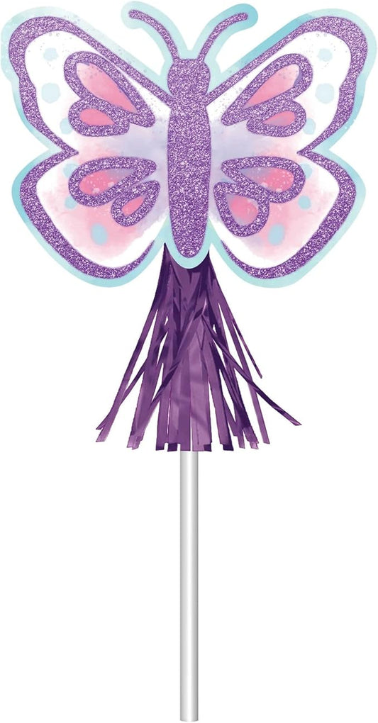 Beautiful Purple Flutter Glitter Paper & Foil Swirly Wands - 10.5" x 5" (Pack of 8) - Perfect Party Giveaways for Kids and Guests