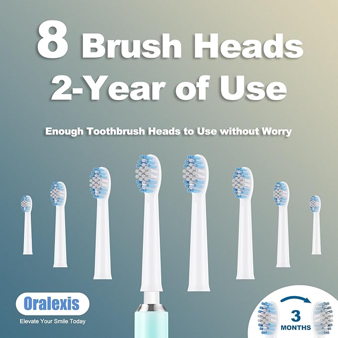 Electric Toothbrush for Adults and Kids, with Tongue Scraper and 8 Brush Heads, One Fast Charge Last 120 Days, 40000 VPM Deep Clean, Sonic Travel Toothbrush - Blue
