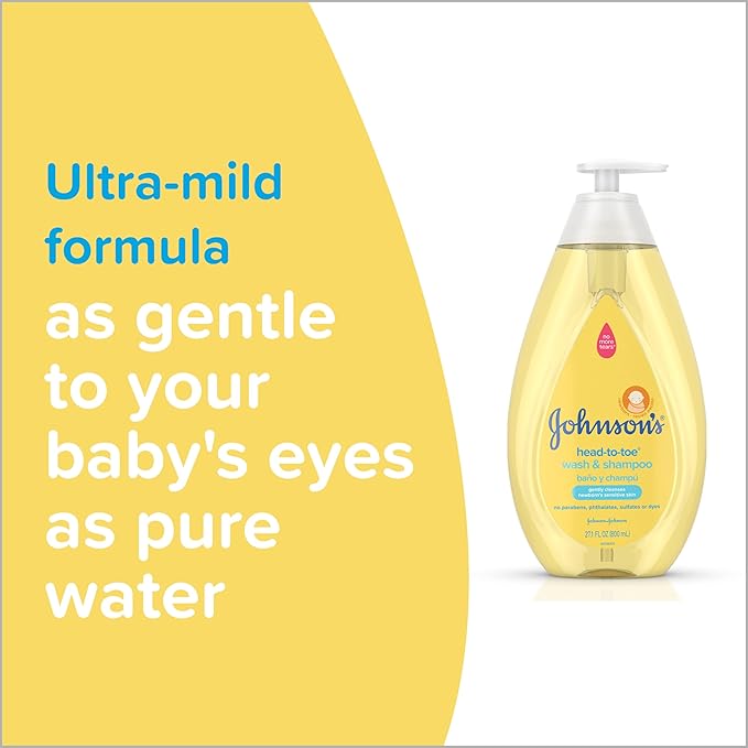 Johnson's Head-to-Toe Gentle Tear-Free Baby & Newborn Wash & Shampoo, Sulfate- 27.1 fl.