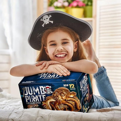 XXTOYS Jumbo Pirate Dig Kit - Dig up 12 Pirate Treasures, Gemstones, Gold Coins - Pirate Toys for Kids - Great Birthday Party Supplies, Gifts Idea for Boys & Girls - Includes Treasure Chest