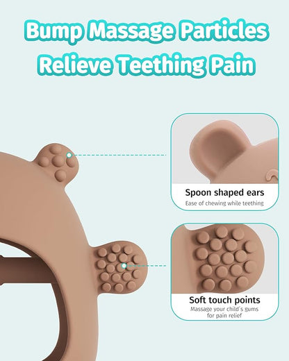 USLAI 2 Packs Baby Teething Toy for Over 3 Months, Food Grade Silicone Teething Mitten
