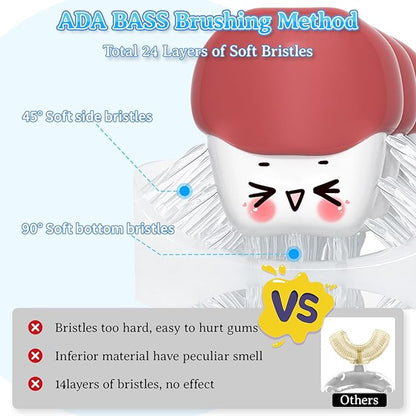 Toddler Toothbrush - U Shaped Cute Dog Toothbrush Kids with Food Grade Soft Silicone Brush, 360° Manual Oral Teeth Cleaning Design for Infant & Age 1 2 3 4, 2 PCS